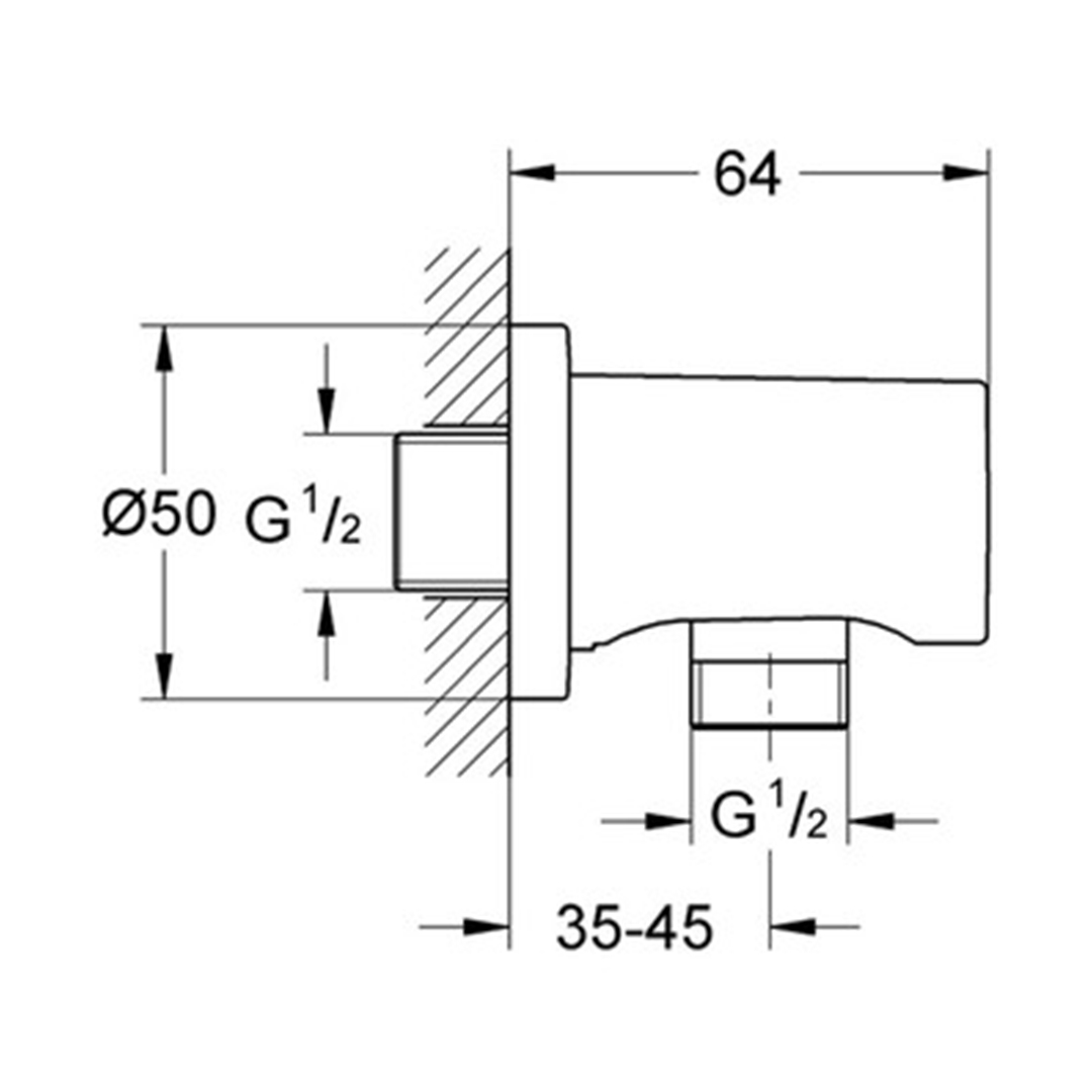 Стенно коляно Rainshower Grohe 27057DL0 – Grohe 11.16.1611.0761 – снимка 3
